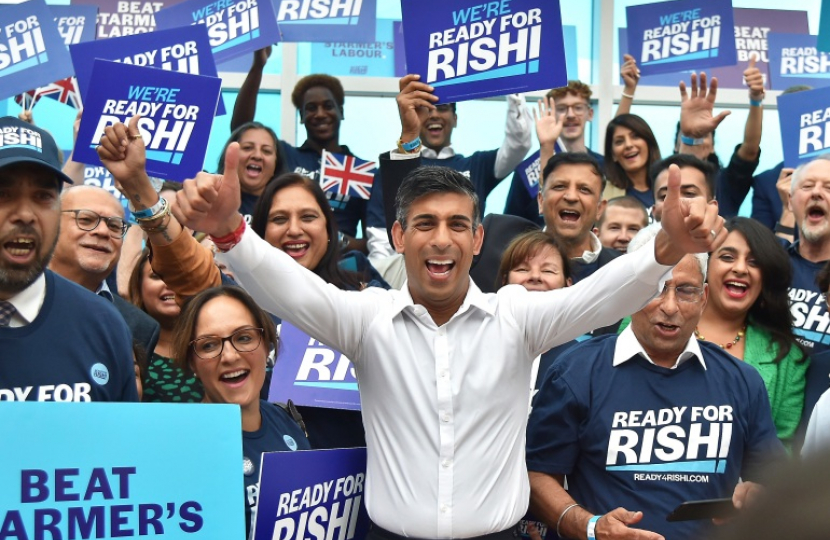 Rishi with supporters
